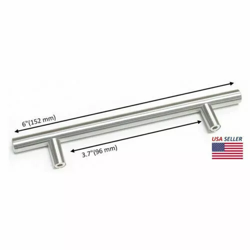 Solid Stainless Steel Brushed Nickel T Bar Kitchen Cabinet Handles Pulls 2"-16"