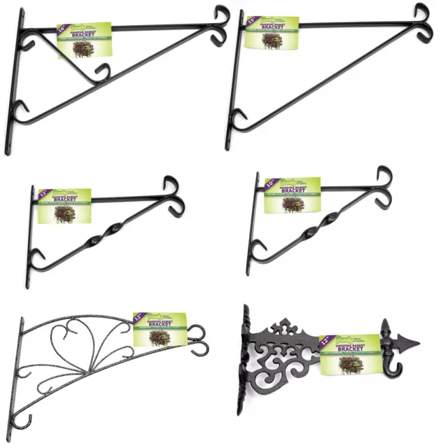 Hanging Basket Brackets Metal - 10" 12" 15" or 16" Strong Outdoor Wall Brackets