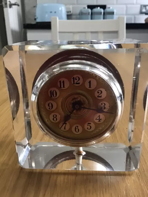 Art Deco Clear Glass Clock