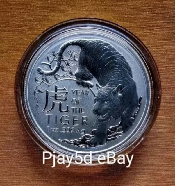 2022 Royal Australian Mint Lunar Tiger 1oz Silver Bullion coin in capsule