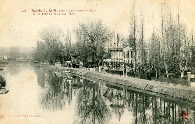 Carte JOINVILLE LE PONT Bords Marne L'île Fanac vue du pont