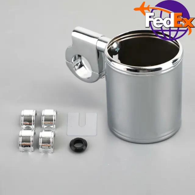 Motorcycle ATV Chrome Cup Holder Fit for 7/8" 1" 1-1/4" Handlebar Universal N3 !