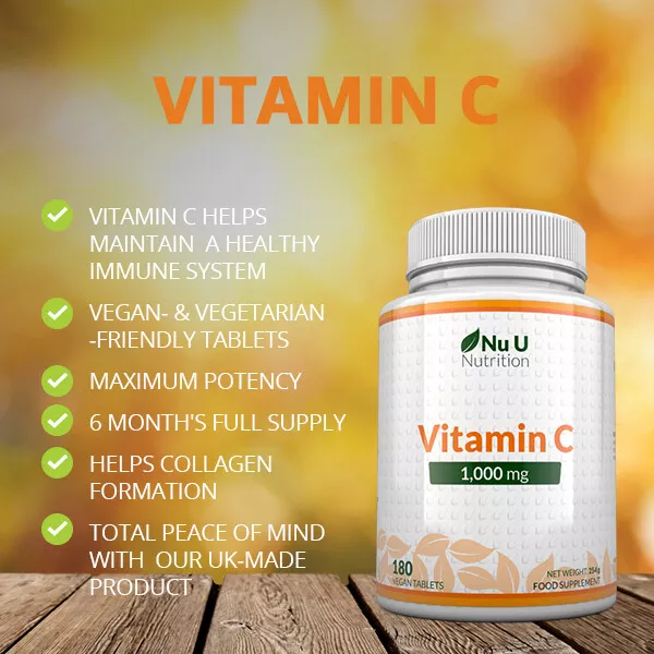 Vitamine C 1000 mg Nu U 5 bouteilles haute résistance 900 comprimés 100 % garantie 2