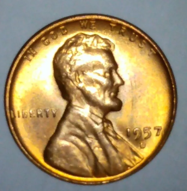 1957-D LINCOLN WHEAT PENNY Denver Mint BU Uncirculated Red Small Cent Type Coin