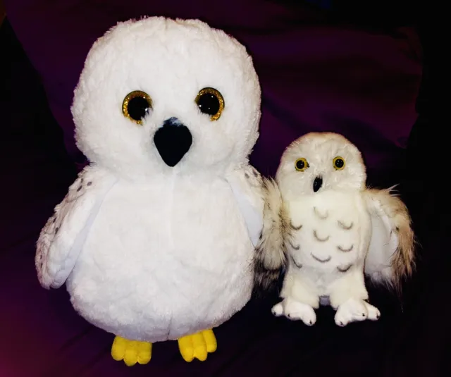 Lot Of 2 Harry Potter Hedwig Plush Owls - 14” & 8” - Wizarding World