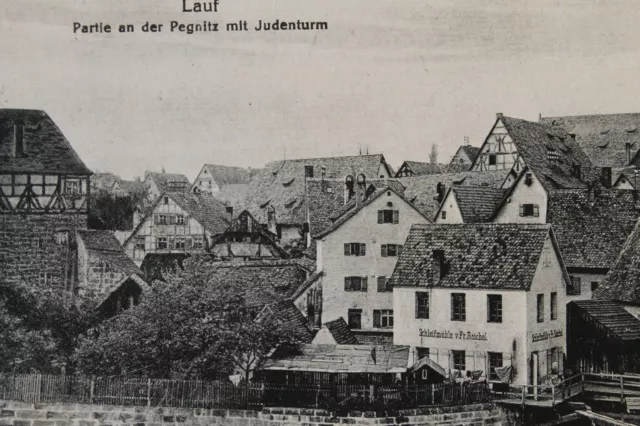 11100 AK Lauf Partie an der Pegnitz mit Juden Turm 1916