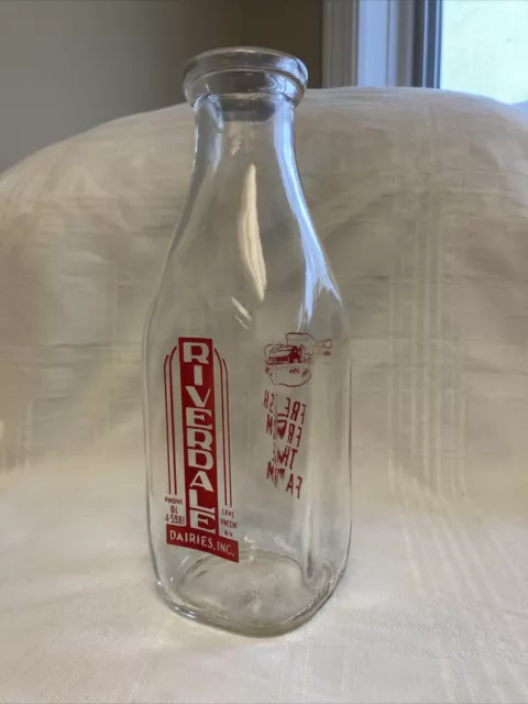 Vintage Quart Milk Bottle Riverdale Dairies Cape Vincent New York