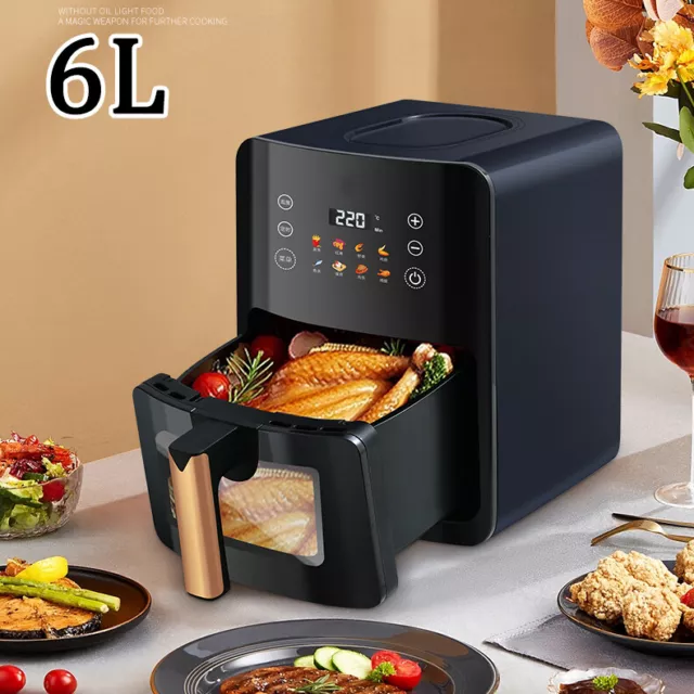 Air Fryer Digital Visible Oven Oil Free Low Fat Healthy Frying Cooker 1500W 6L