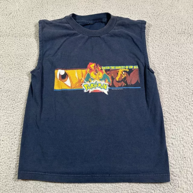 Camisa Charizard Pokémon De Colección Juventud Pequeña 2000 Nintendo Niños Muscle T 17x22