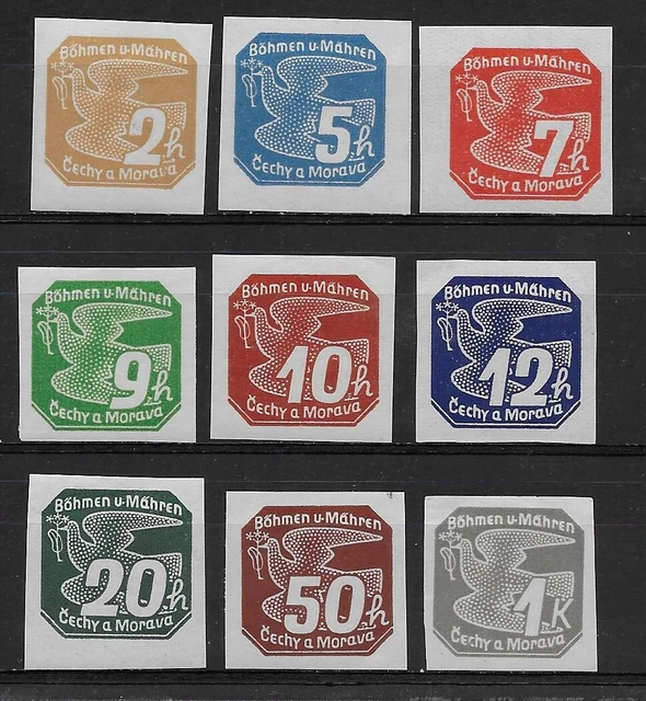 Germany's 3rd Reich Bohemia & Moravia 1939/40 Newspaper Stamps Mi# 42-50 MNH**
