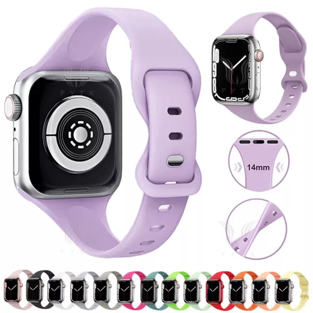 Für Apple Watch Series 9 8 7 6 5 4 3 2 Silikon Schlankes Sport armband Uhrenband