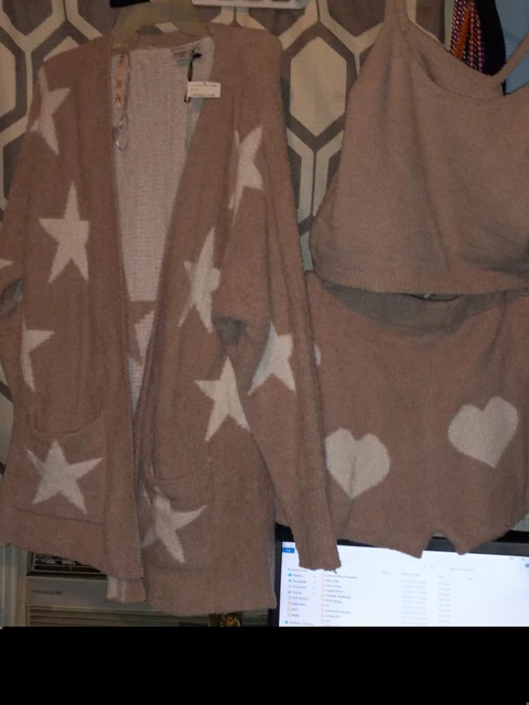 Sincerely Jules 3piece Outfit, tank top, shorts, and cover up. Pink and white M