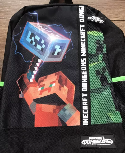 Minecraft Dungeons schwarzer Rucksack Rucksack Tasche Schule Gamer 3