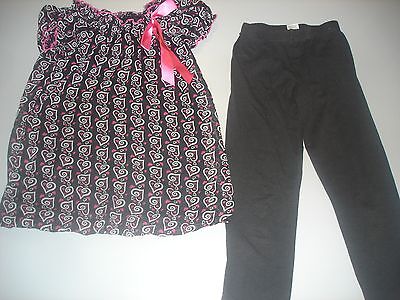 EUC Tempted black top & stretch pants/leggings set girl's S small outfit
