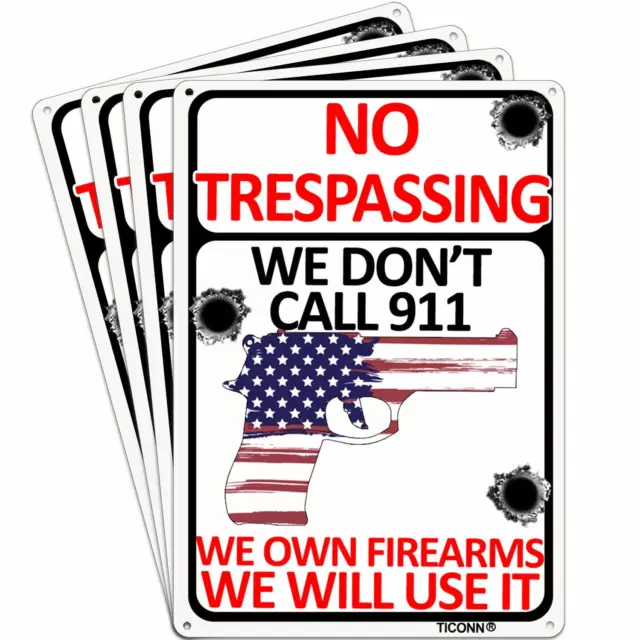 4 Pack No Trespassing Sign for Home Business Indoor/Outdoor Aluminum Rust Free