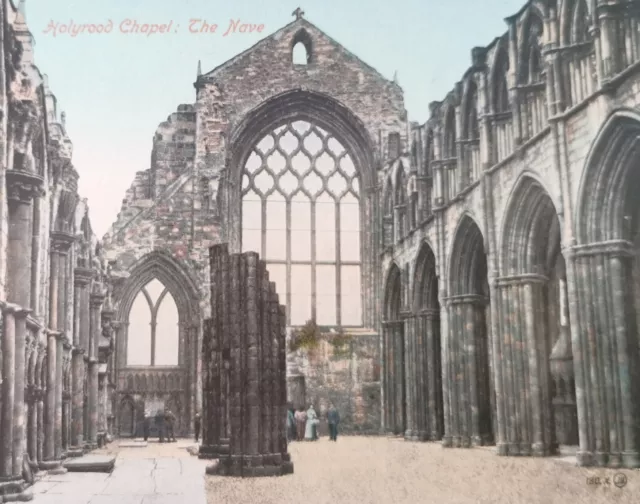 Vintage Postkarte. Holyrood Chapel, Das Schiff, Edinburgh