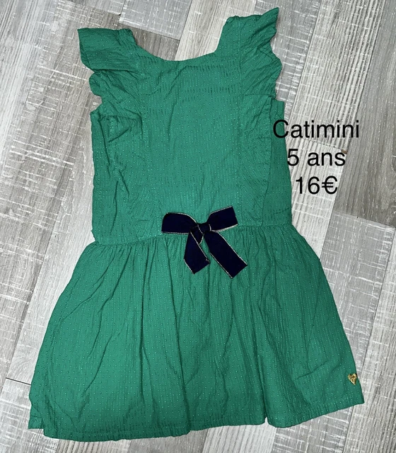 Robe Fille Catimini Taille 5-6 Ans En Coton Multicolore - Occasion Très Bon état, Manches Courtes, été