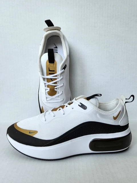 Nike white black and gold air deals max dia trainers