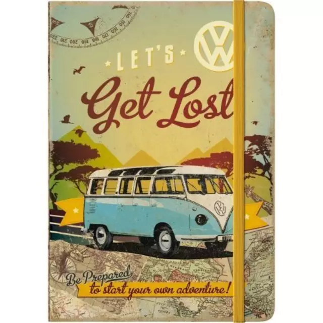 BOOK Retro Classic VW Campervan Get Lost Notebook Book A5 Journal Diary DE