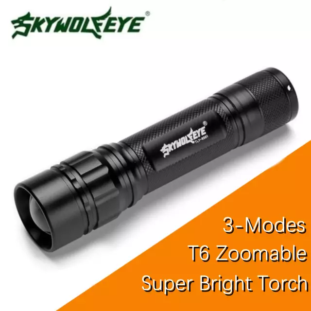 Sky Wolf Eye Tactical 50000lm 3-Modes LED Flashlight Zoomable Police Torch