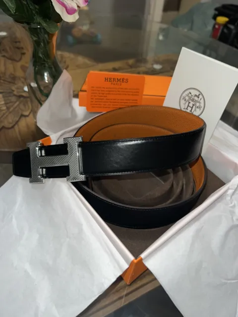 NEW| Hermes Belt Reversible Black & Orange. Made In Paris. Size 36 Men’s