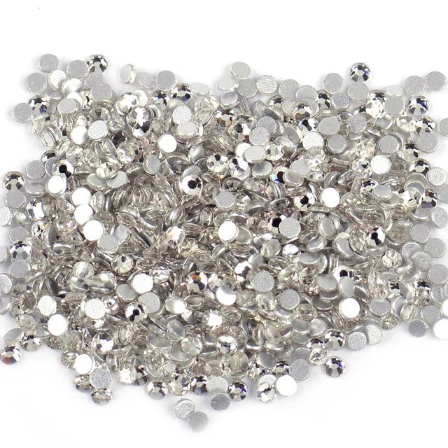 1440pc Clear Flat Back Glass Round Beads Crystal Rhinestone Nail Art Phone Decor 3