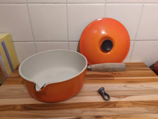 Le Creuset Sauva Smaltata Ghisa Arancione 22 Maniglia Danneggiata Riparazioni/Riparazioni