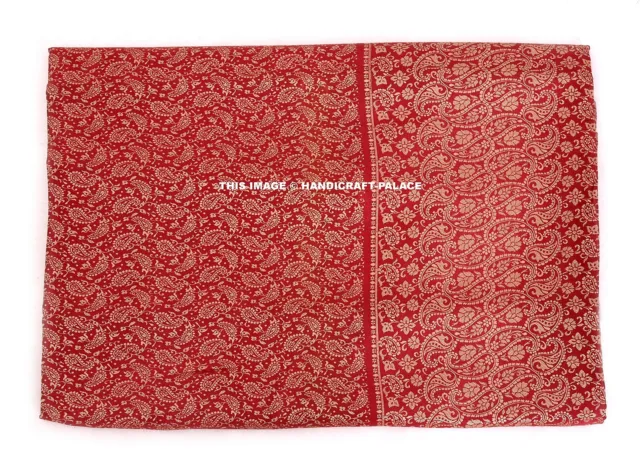 Indiano Tradizionale Rosso Banarasi Seta Sari con Camicetta Pezzi Craft Paisley 2