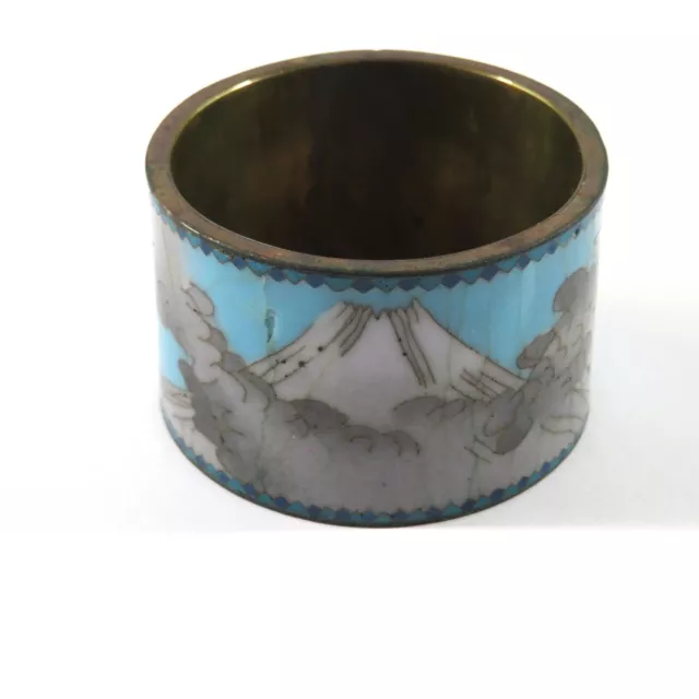 Japanese Cloisonne Napkin Ring Cranes Mt. Fuji Meiji Era