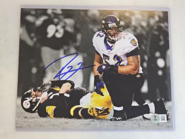 Ray Lewis Autographed/Signed 8x10 Photo Beckett Baltimore Ravens