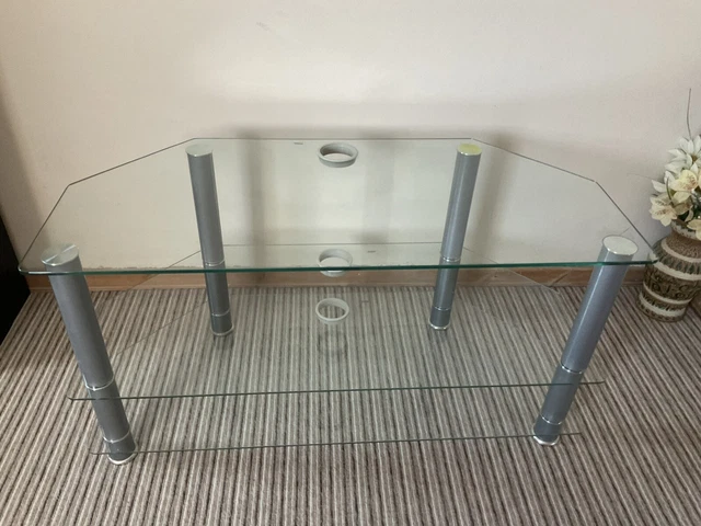 MATRIX GLASS CORNER TV Unit Clear Chrome 25.00 PicClick UK