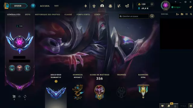 Compte LoL EUW / LoL Account EUW /Diamond 4 / 380 Skins / 11K OE / All Champs