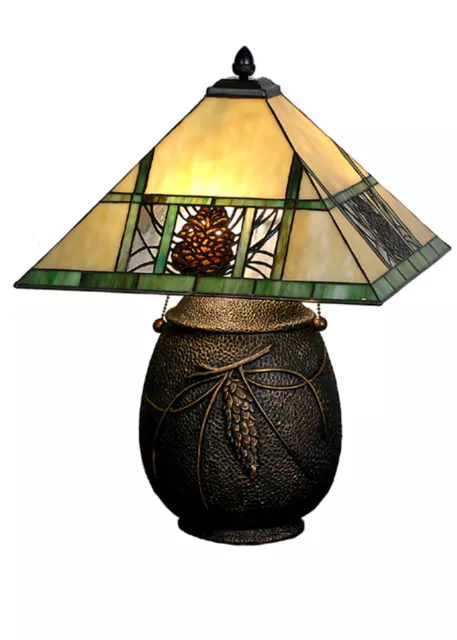Meyda Tiffany 67850 Beige/Amber 19.5" H Pinecone Ridge Table Lamp