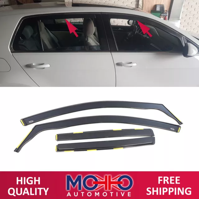 Wind Rain Sun Smoke Deflectors Black For Vw Golf Mk7 5 Doors Hb 2012-Onwards