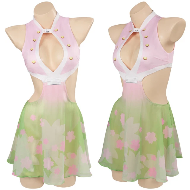 Demon Slayer Kanroji Mitsuri Cosplay Swimsuit Halloween Carnival Party Disguise