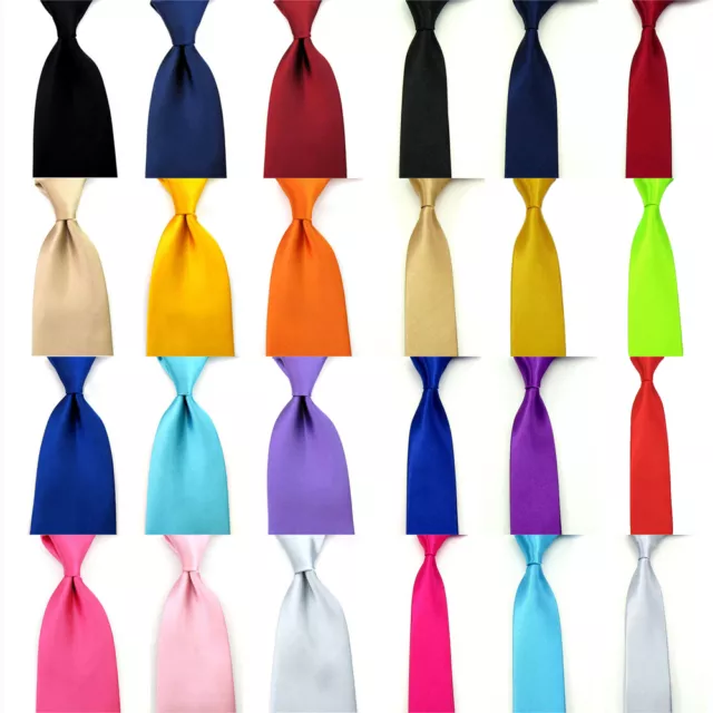 Herren Satin einfarbig uni breit Krawatte lässig formell Hochzeit Krawatte