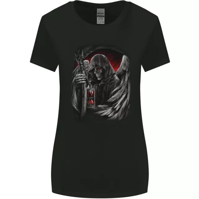 Grim Reaper Biker Gothic Heavy Metal Skull Womens Wider Cut T-Shirt