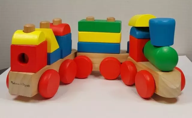 Melissa & Doug Stacking Train Classic Wooden Toddler Toy-Excellent Condition