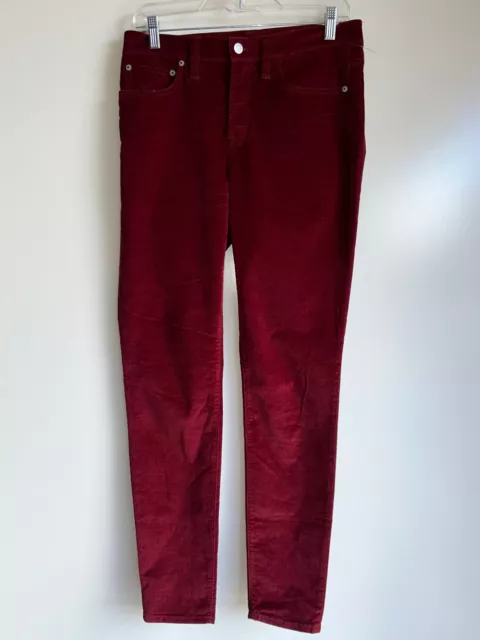 NEW J.CREW 9" High-Rise Toothpick Velvet Jean Pants Brick Red {J7141} Size 29T