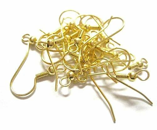 Golden Finish Metal Jewellery Making Earring Hooks Pack of 100 Pcs (Gold)