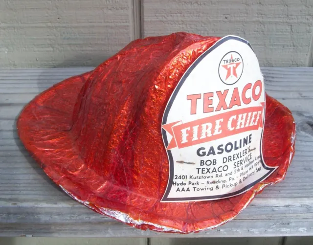 RARE Vintage TEXACO FIRE CHIEF TOY HAT Motor Oil Gas Station GIVE AWAY PROMO AD