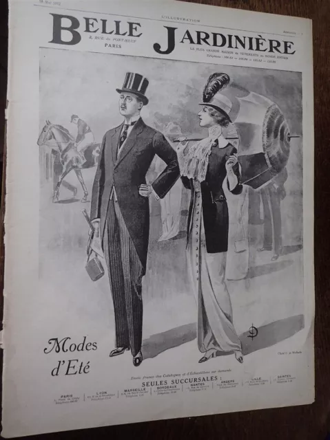 BELLE JARDINIERE + HOUBIGANT + COOK + BROT publicité papier ILLUSTRATION 1912