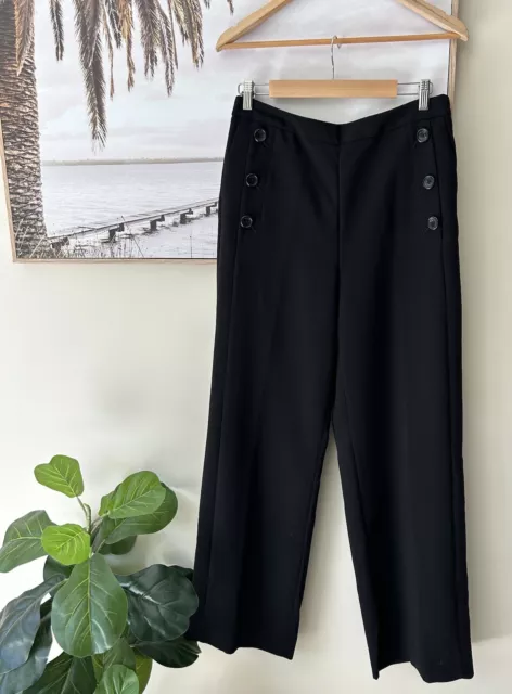 DKNY Crepe Wide Leg Relaxed Button Front Pants Size US 8 AU 12 $159
