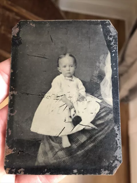 Antique Tintype Hidden Mom Mother Little Girl Creepy Photo Halloween