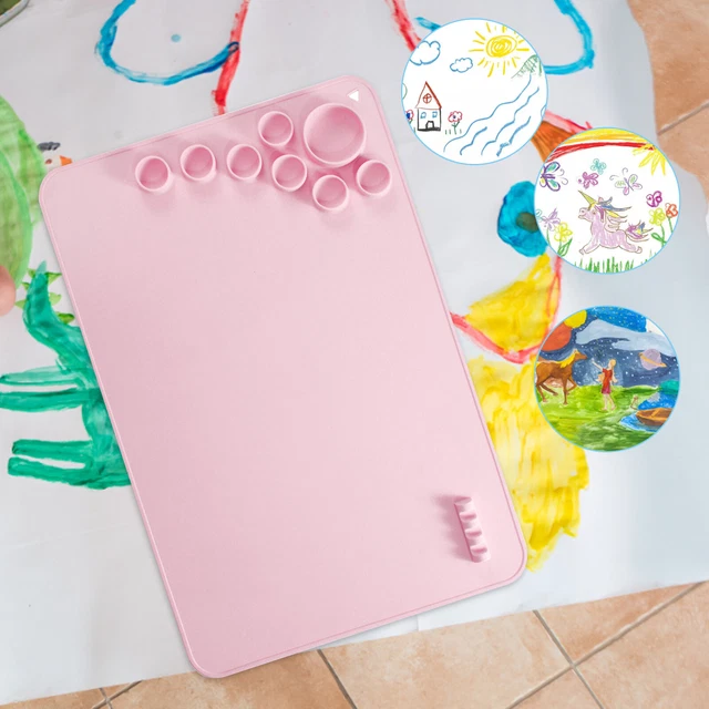 DIY Silicone Painting Mat Sheet Children Paint Palette Pad Art Supplies (Pink)