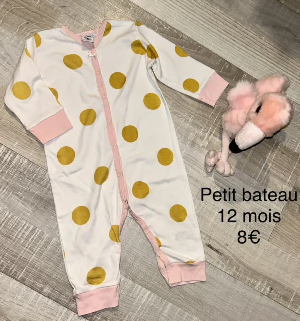 Petit Bateau 12 Mois Bébé Fille : Pyjama Babygros a Pois Coton Bébé Fille
