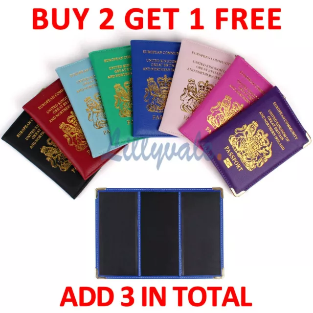 New UK Passport Holder Protector Cover Wallet PU Leather United Kingdom EU