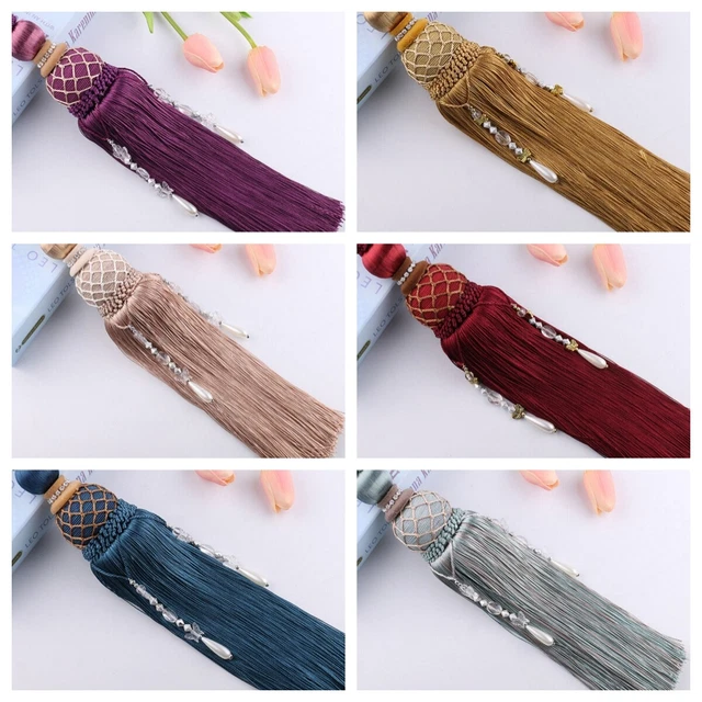 1 Pair Curtain Brush Tiebacks Tassel Fringe Hanging Pendant Curtain Retro Decor