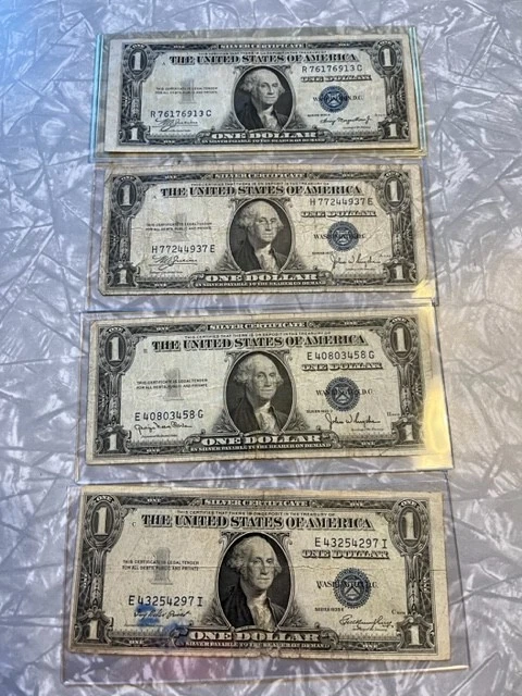 1935A, 1935C,1935D,1935E silver certificate dollar Lot of 4