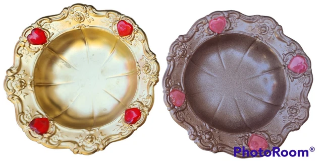 2 Vintage Silver Plated Bowls Painted w/Feet